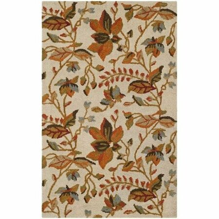 SAFAVIEH 2 x 3 ft. Accent Country and Floral Blossom- Beige and Multi Hand Hooked Rug BLM913C-2